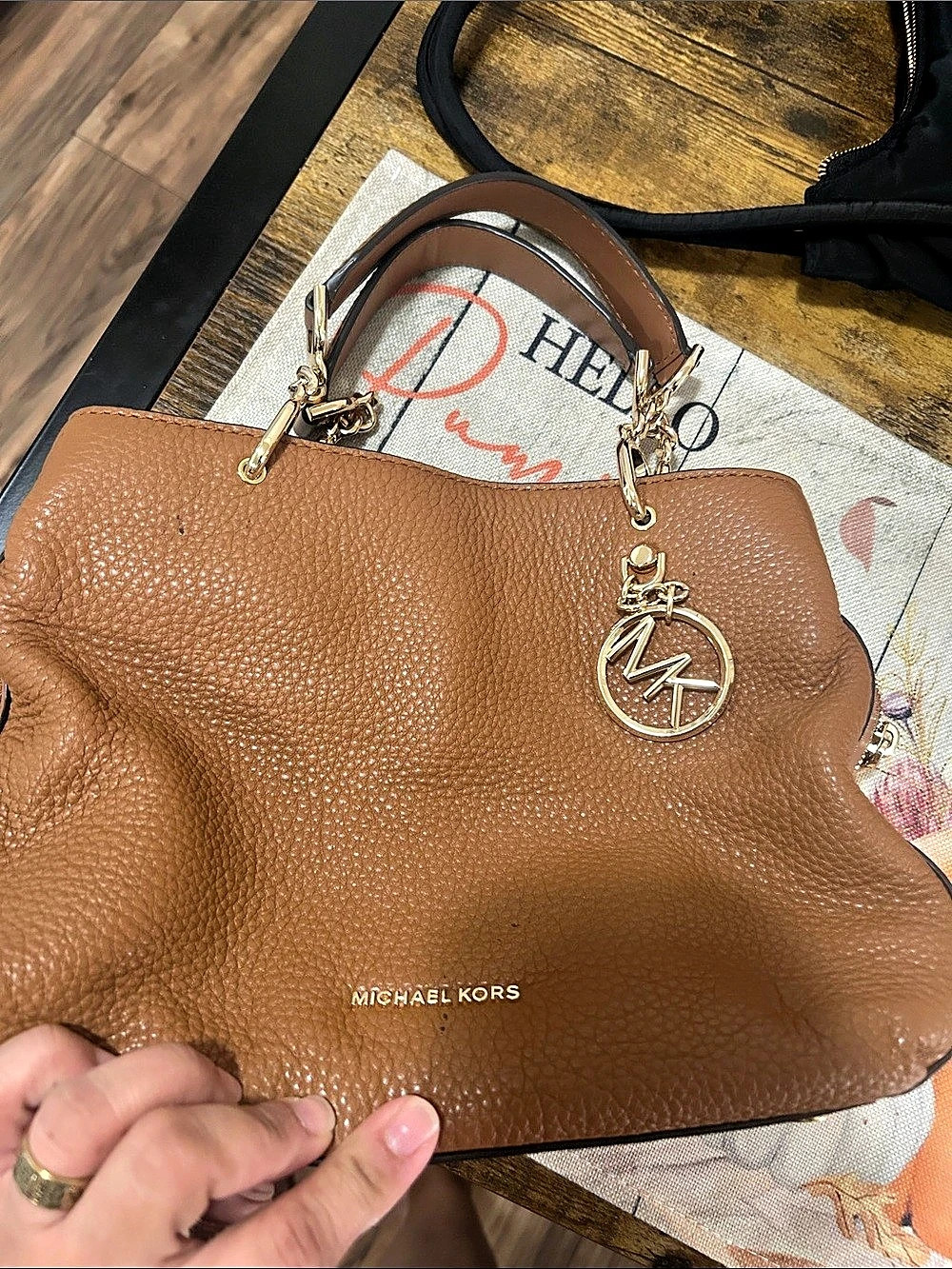 Michael Kors Brown Shoulder Bag Gold-Tone Hardware